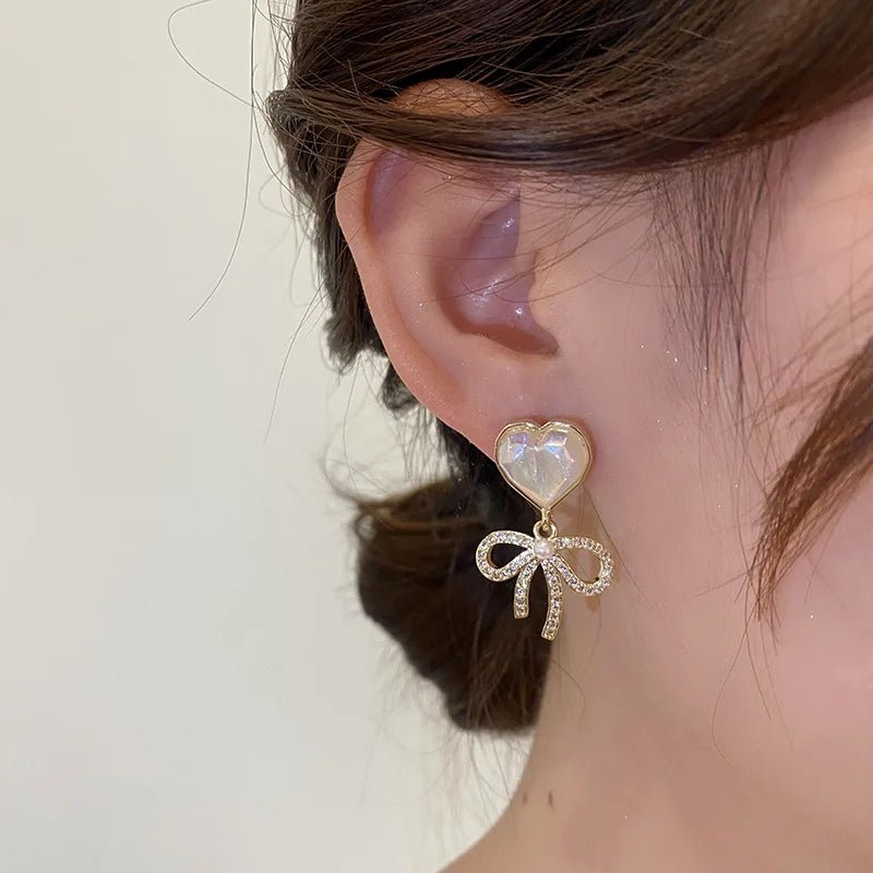 Pearl & Rhinestone Flower Drop Earrings - Cozy & Co. Market
