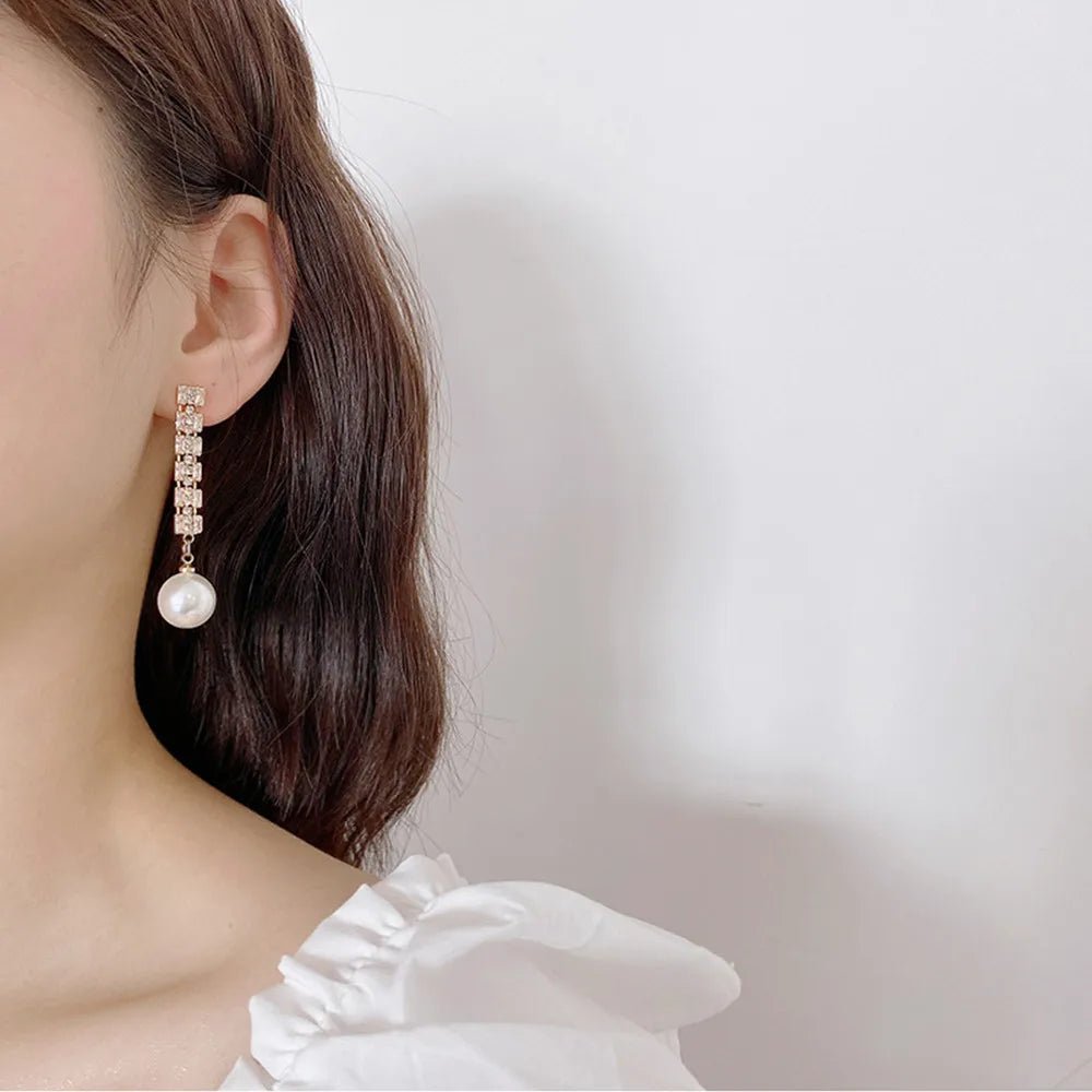 Pearl & Rhinestone Flower Drop Earrings - Cozy & Co. Market