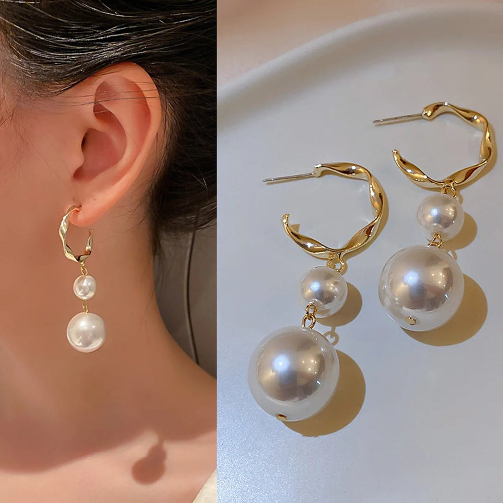 Pearl & Rhinestone Flower Drop Earrings - Cozy & Co. Market