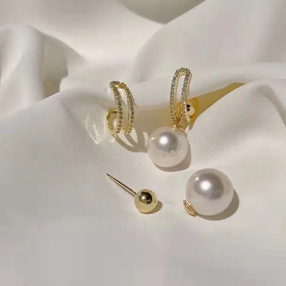 Pearl & Rhinestone Flower Drop Earrings - Cozy & Co. Market
