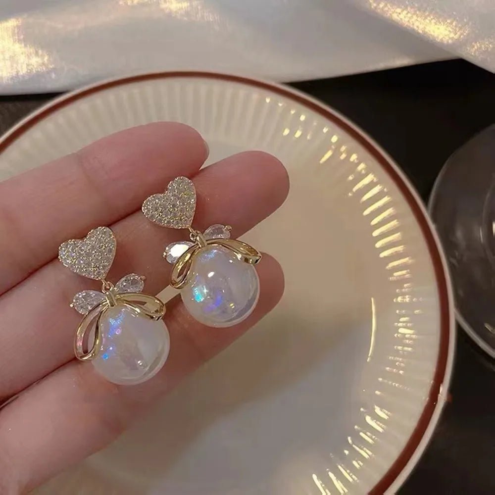 Pearl & Rhinestone Flower Drop Earrings - Cozy & Co. Market