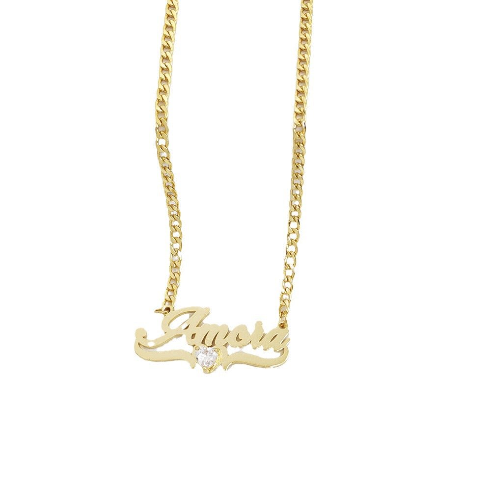 Personalized DIY Name Necklace with Heart Birthstone - Cozy & Co. Market