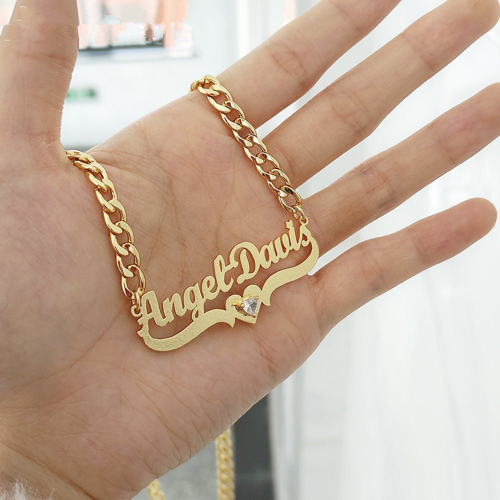 Personalized DIY Name Necklace with Heart Birthstone - Cozy & Co. Market