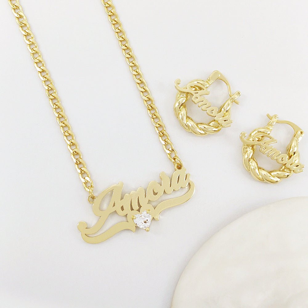 Personalized DIY Name Necklace with Heart Birthstone - Cozy & Co. Market