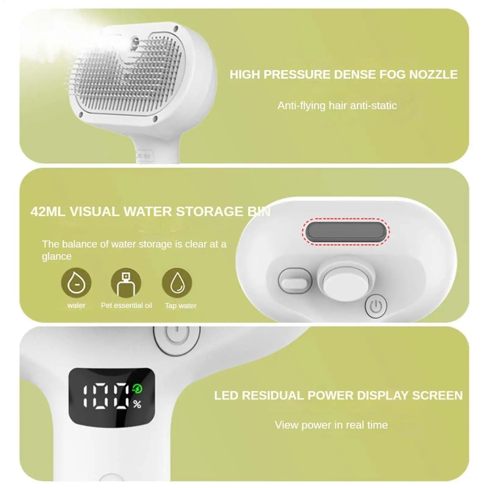 Pet Hair Remover Spray Grooming Comb Cats Dogs Floating Hair Removal Steam Cleaning Brush Dematting Water Mist Humidifier Comb - Cozy & Co. Market