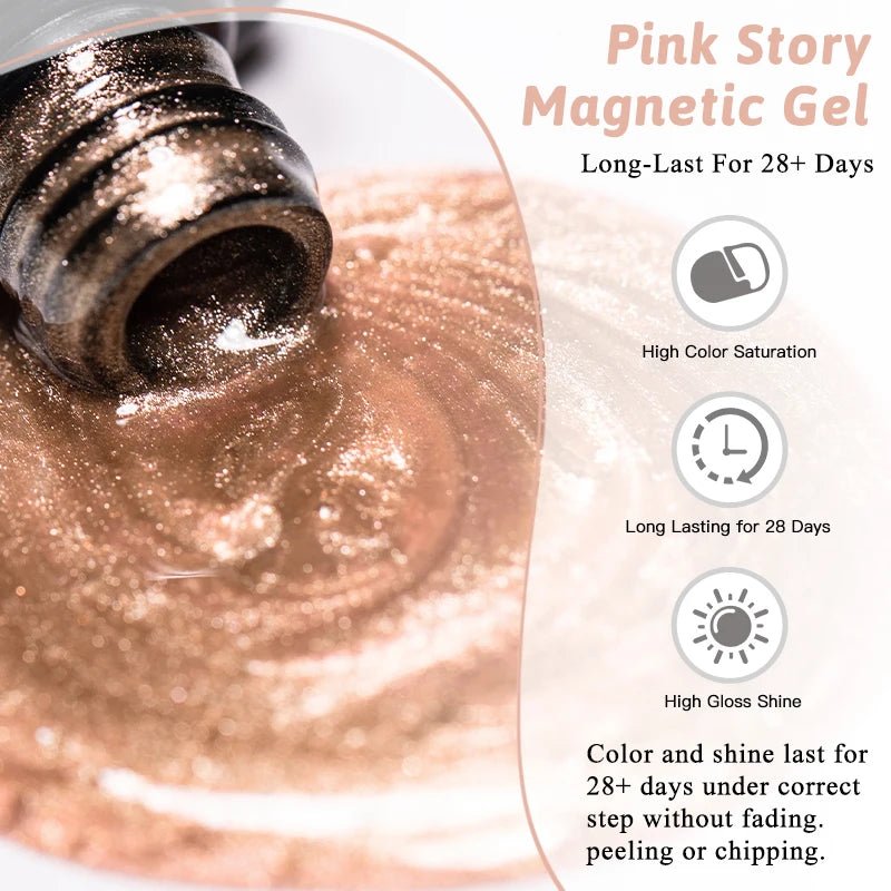 Pink Story Cat Magnetic Gel Nail Polish Nude Pink Gold Light Semi Permanent UV Gel Varnish Soak Off Nail Supplies Manicure DIY - Cozy & Co. Market