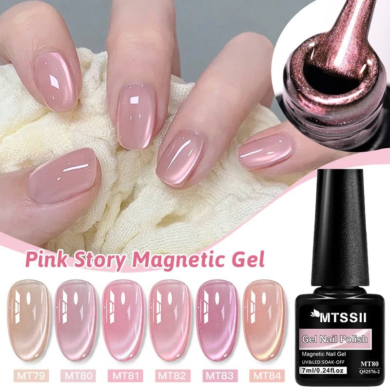 Pink Story Cat Magnetic Gel Nail Polish Nude Pink Gold Light Semi Permanent UV Gel Varnish Soak Off Nail Supplies Manicure DIY - Cozy & Co. Market