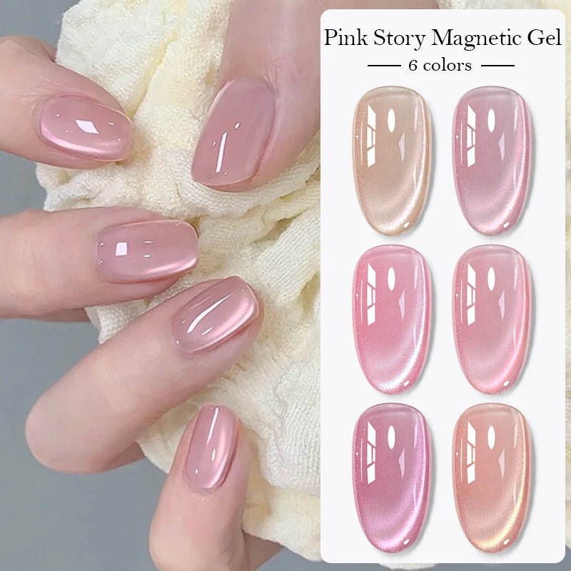Pink Story Cat Magnetic Gel Nail Polish Nude Pink Gold Light Semi Permanent UV Gel Varnish Soak Off Nail Supplies Manicure DIY - Cozy & Co. Market