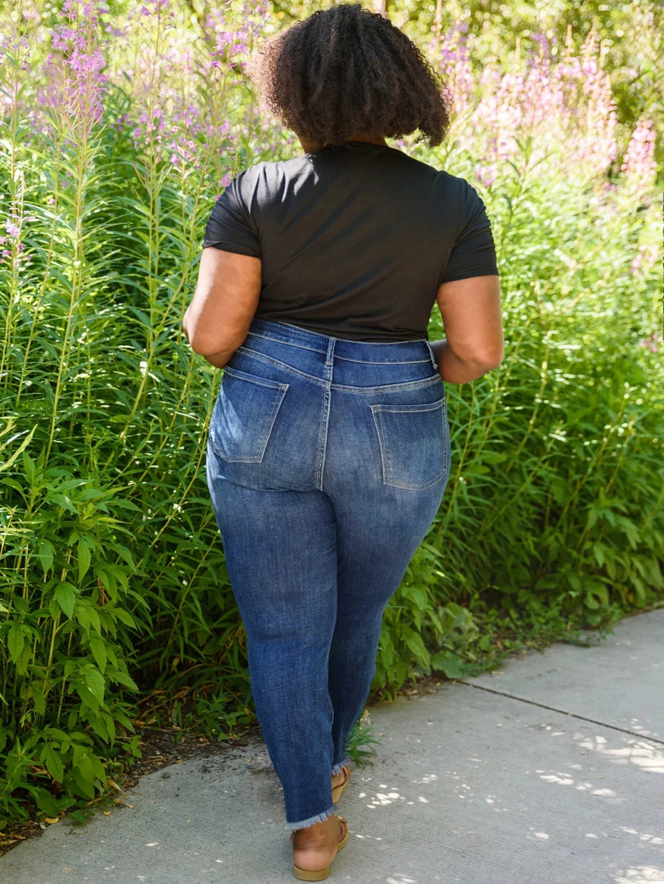 Plus Size High-Inspired Tattered Ripped Decoration Women's Solid Denim Crop Pants Breathable Stretch Skinny Hip Lift Jeans - Cozy & Co. Market