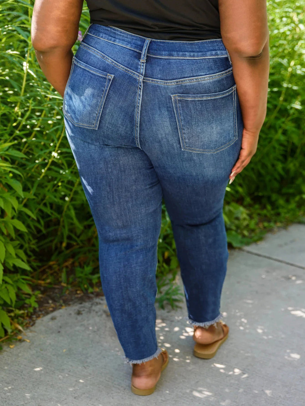 Plus Size High-Inspired Tattered Ripped Decoration Women's Solid Denim Crop Pants Breathable Stretch Skinny Hip Lift Jeans - Cozy & Co. Market