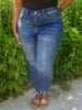 Plus Size High-Inspired Tattered Ripped Decoration Women's Solid Denim Crop Pants Breathable Stretch Skinny Hip Lift Jeans - Cozy & Co. Market