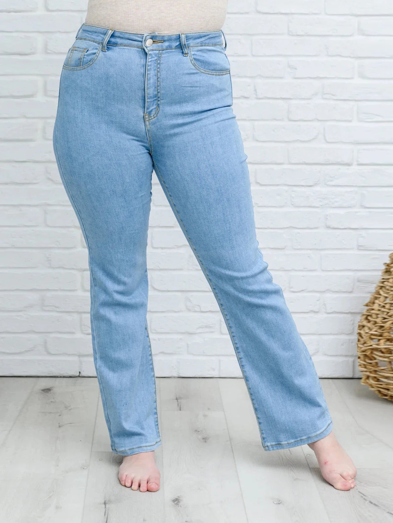 Plus Size High Waisted Wide Leg Jeans Size 5XL-8XL Stretchy Denim, Tummy Control, Flared Pants Curvy Fit Casual & Office Wear - Cozy & Co. Market