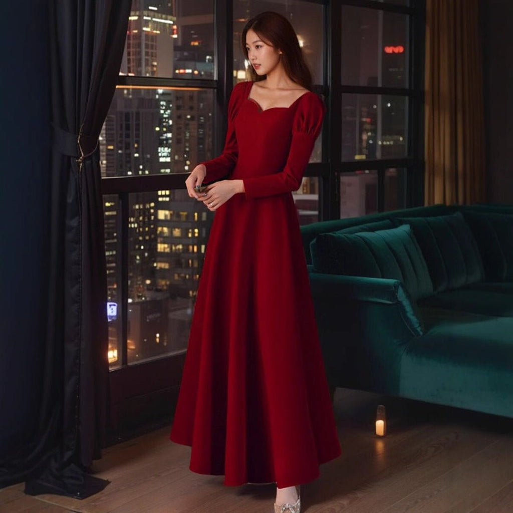 plus size Toast Dress Bridal Evening Dress 2025 New Autumn and Winter Wedding Dress Engagement Door Long dress - Cozy & Co. Market