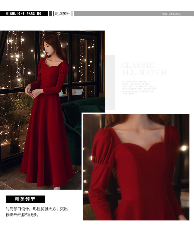 plus size Toast Dress Bridal Evening Dress 2025 New Autumn and Winter Wedding Dress Engagement Door Long dress - Cozy & Co. Market