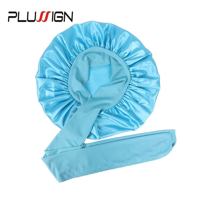 Plussign New Women Satin Bonnet With Tie Line Black Pink Night Sleep Cap Hair Care Bonnet Shower Turban Unisex Cap Bonnets - Cozy & Co. Market