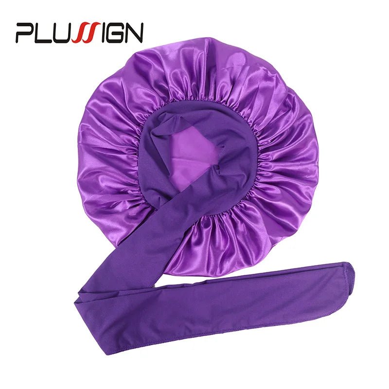Plussign New Women Satin Bonnet With Tie Line Black Pink Night Sleep Cap Hair Care Bonnet Shower Turban Unisex Cap Bonnets - Cozy & Co. Market