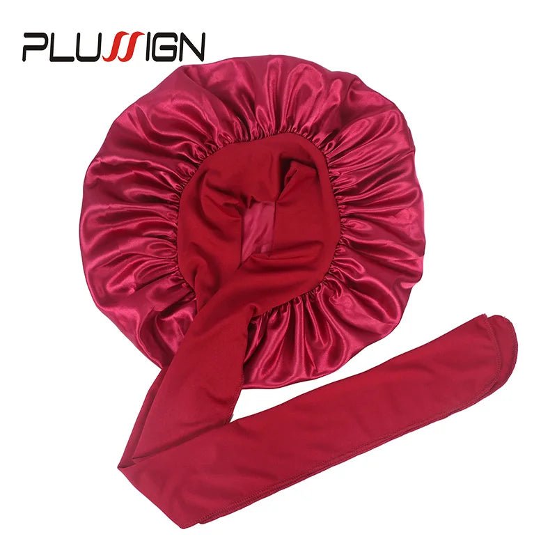 Plussign New Women Satin Bonnet With Tie Line Black Pink Night Sleep Cap Hair Care Bonnet Shower Turban Unisex Cap Bonnets - Cozy & Co. Market