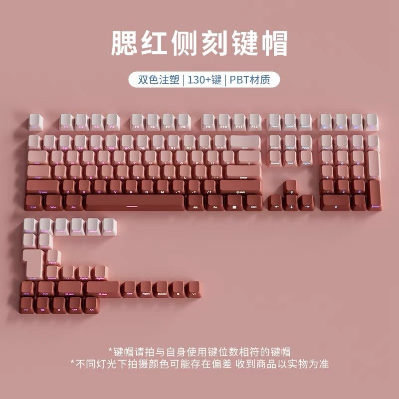 Polar Daylight Side Engraved Transparent Keycap PBT Micro Sand Surface 133 Key Dip Dye Six Color Gradient Personality Adaptable Mechanical Keyboard - Cozy & Co. Market