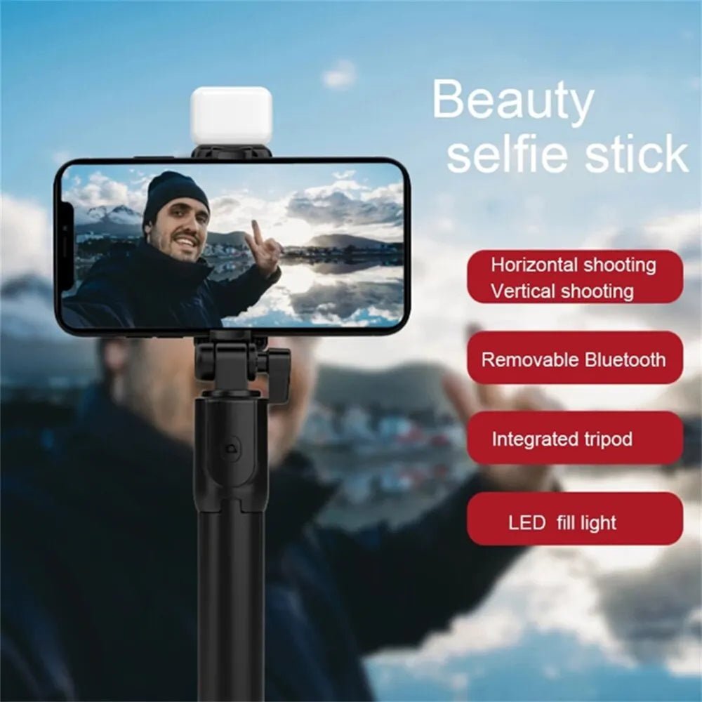 Portable Bluetooth Selfie Stick Tripod Holder with Remote Shutter Fill Light Extendable Wireless Remote Retractable Phone Stand - Cozy & Co. Market
