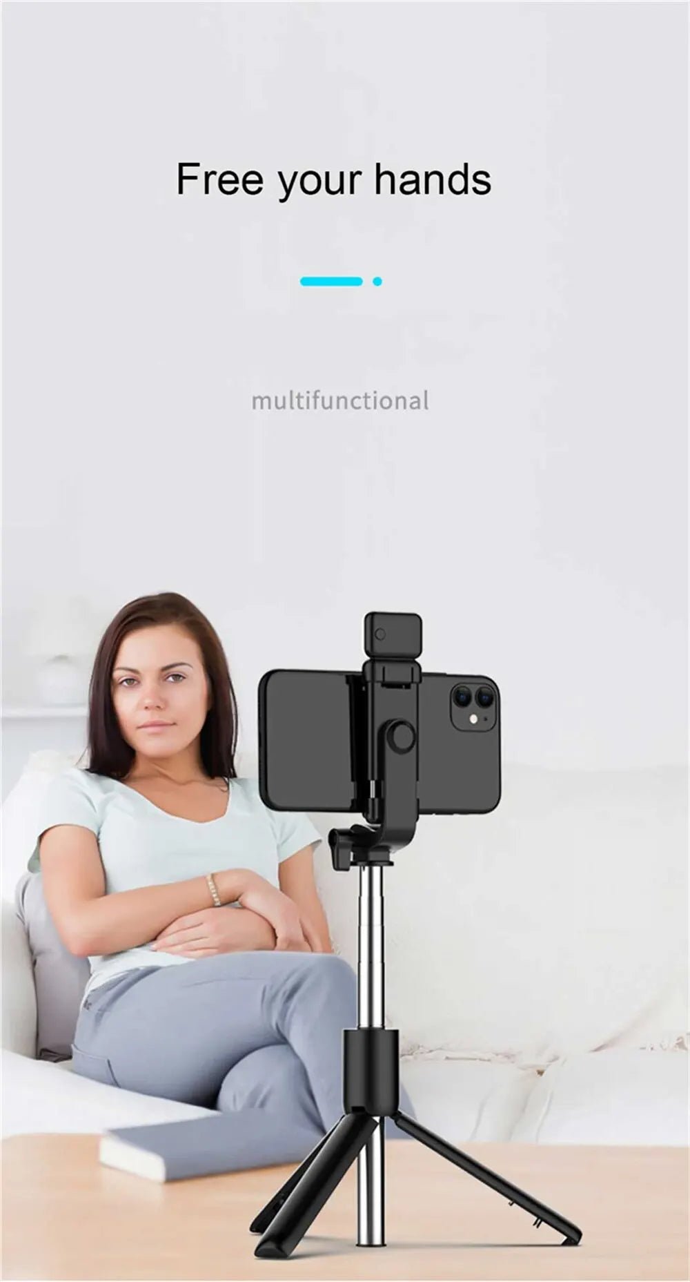 Portable Bluetooth Selfie Stick Tripod Holder with Remote Shutter Fill Light Extendable Wireless Remote Retractable Phone Stand - Cozy & Co. Market