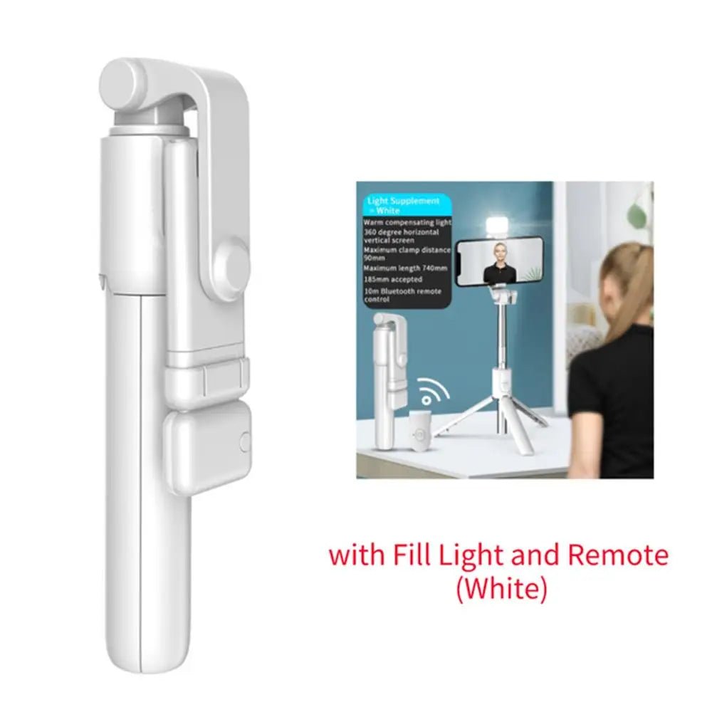 Portable Bluetooth Selfie Stick Tripod Holder with Remote Shutter Fill Light Extendable Wireless Remote Retractable Phone Stand - Cozy & Co. Market