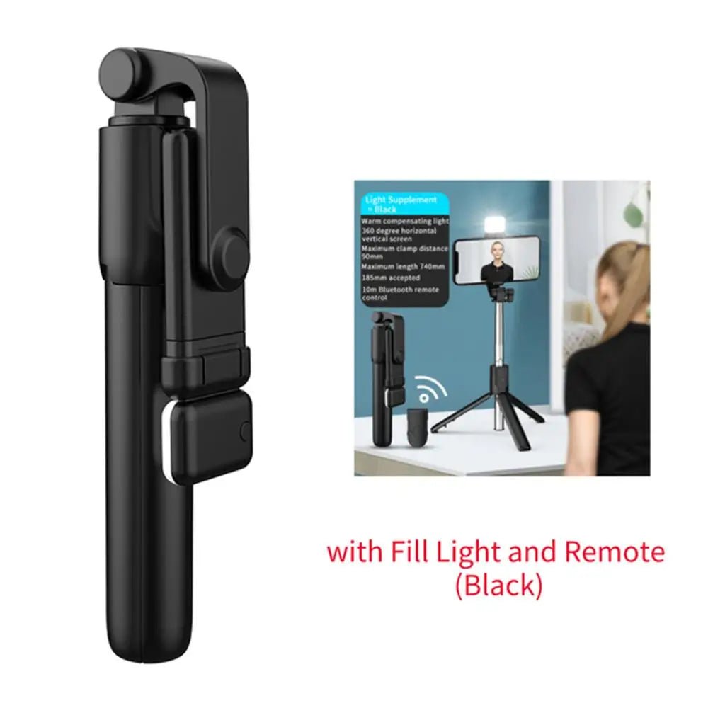 Portable Bluetooth Selfie Stick Tripod Holder with Remote Shutter Fill Light Extendable Wireless Remote Retractable Phone Stand - Cozy & Co. Market