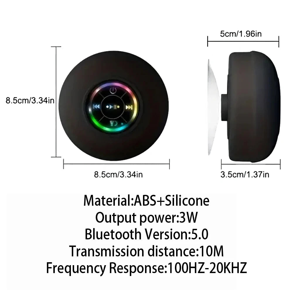 Portable Wireless Bluetooth Speaker LED Light IPX4 Waterproof Loudspeaker Outdoor Bathroom Large Suction Cup Stereo Sound Box - Cozy & Co. Market