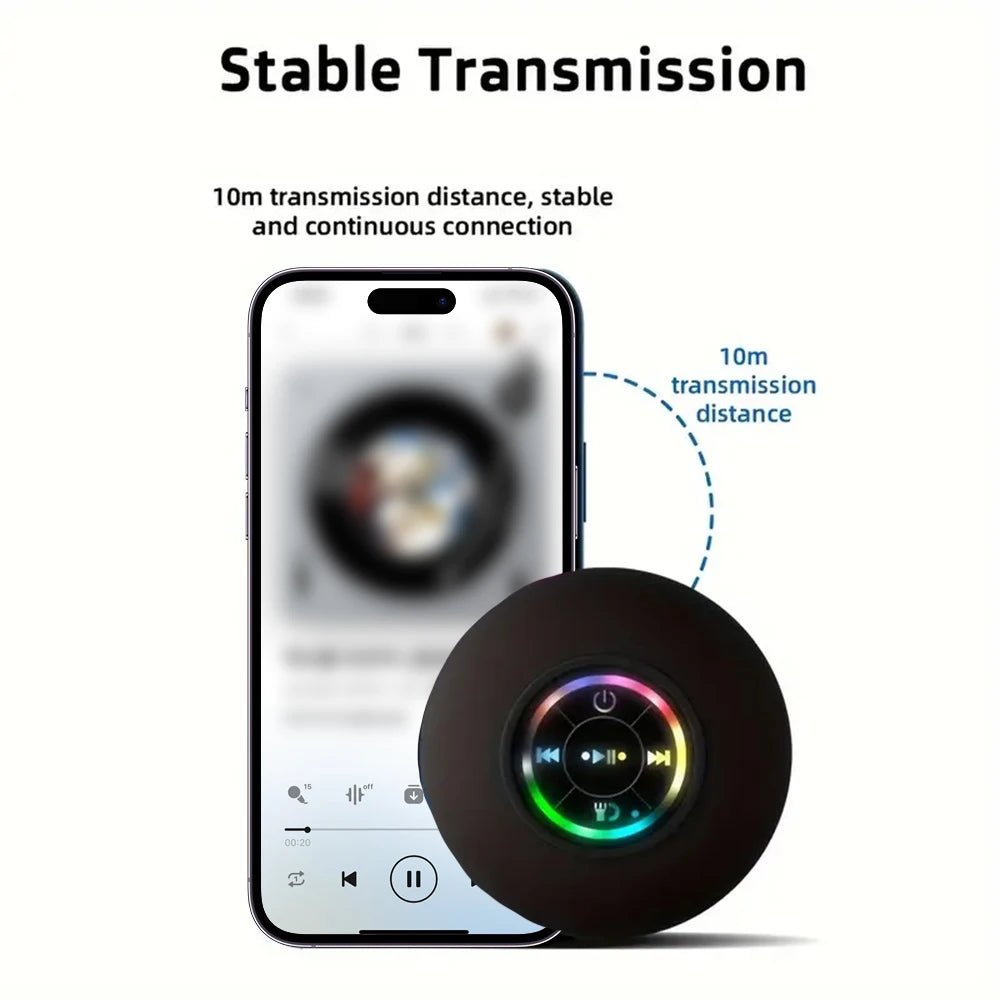Portable Wireless Bluetooth Speaker LED Light IPX4 Waterproof Loudspeaker Outdoor Bathroom Large Suction Cup Stereo Sound Box - Cozy & Co. Market