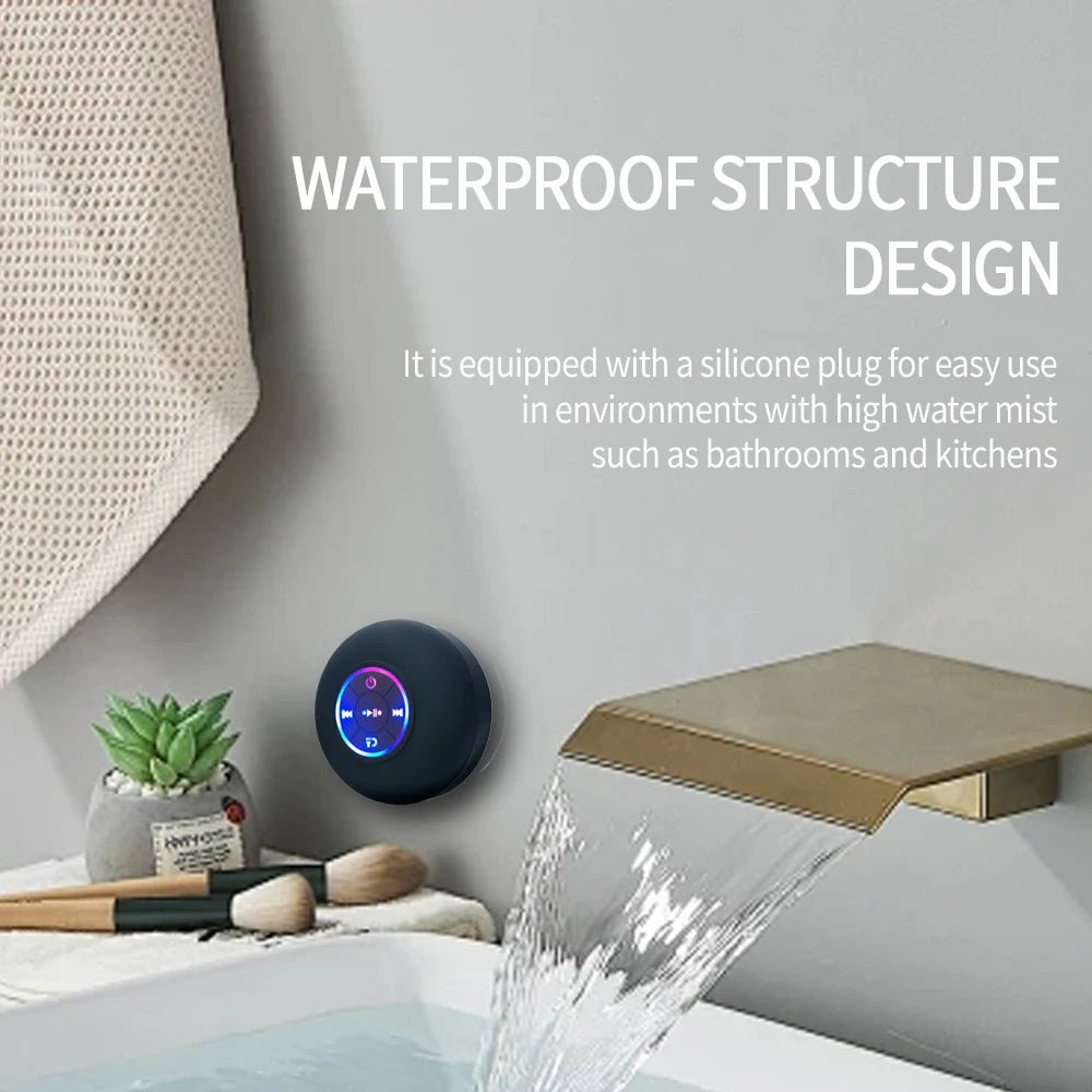 Portable Wireless Bluetooth Speaker LED Light IPX4 Waterproof Loudspeaker Outdoor Bathroom Large Suction Cup Stereo Sound Box - Cozy & Co. Market