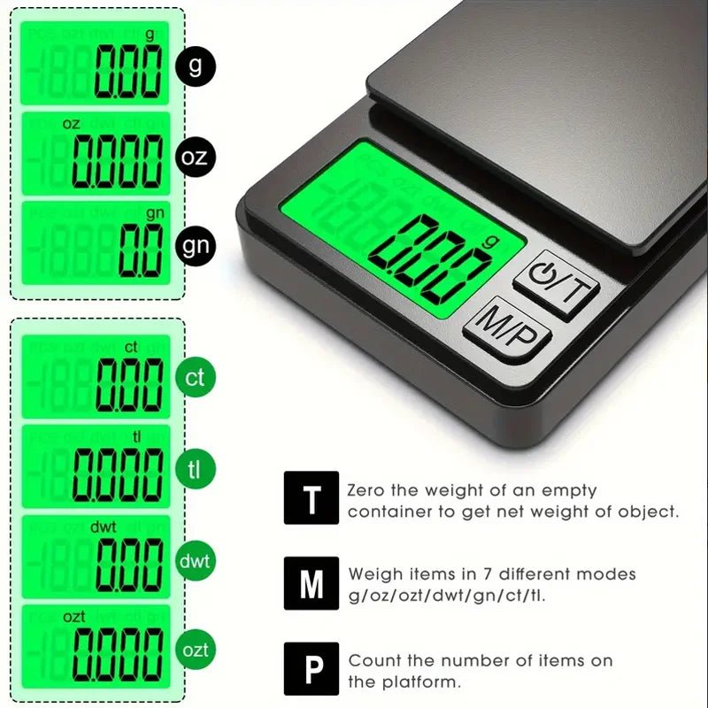 Precision Pocket Scale 1000g X 0.1g - Digital Gram, Food, Jewelry, Ounces/Grains Scale with Backlit LCD - Mini Scale for Travel - Cozy & Co. Market