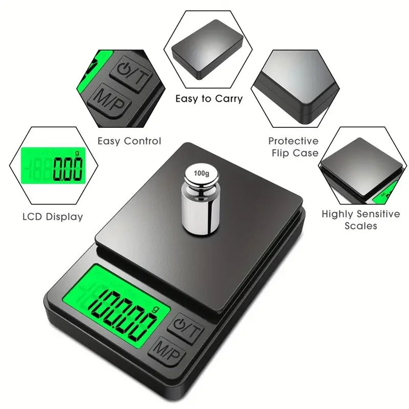 Precision Pocket Scale 1000g X 0.1g - Digital Gram, Food, Jewelry, Ounces/Grains Scale with Backlit LCD - Mini Scale for Travel - Cozy & Co. Market