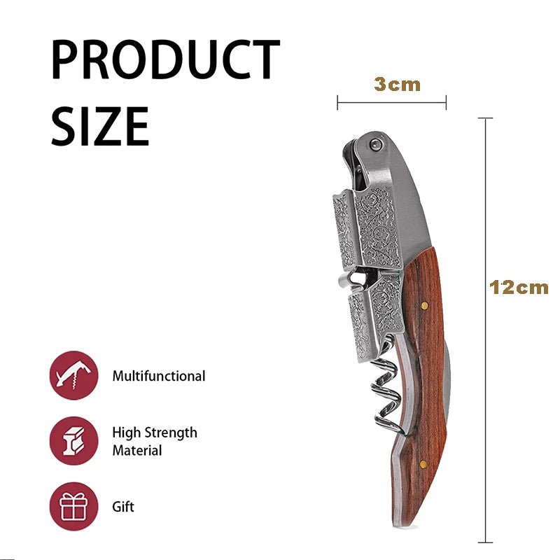 Professional Waiters Corkscrew,Wine Key with Ergonomic Wood Grip, Beer Bottle Opener, and Foil Cutter - Cozy & Co. Market