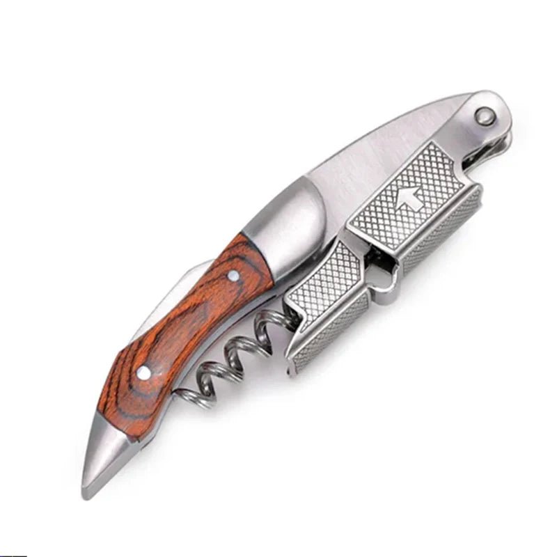 Professional Waiters Corkscrew,Wine Key with Ergonomic Wood Grip, Beer Bottle Opener, and Foil Cutter - Cozy & Co. Market