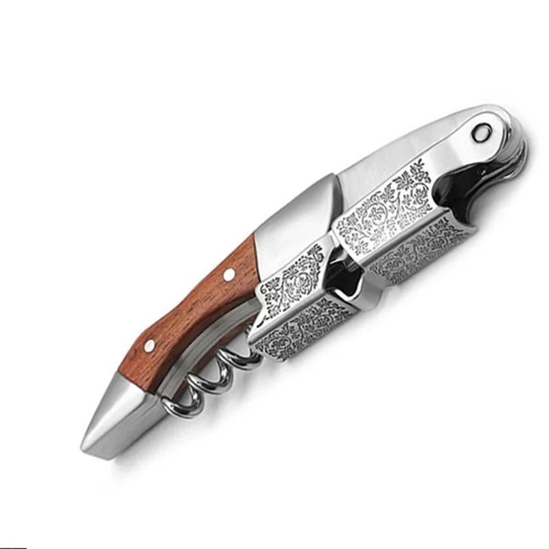 Professional Waiters Corkscrew,Wine Key with Ergonomic Wood Grip, Beer Bottle Opener, and Foil Cutter - Cozy & Co. Market