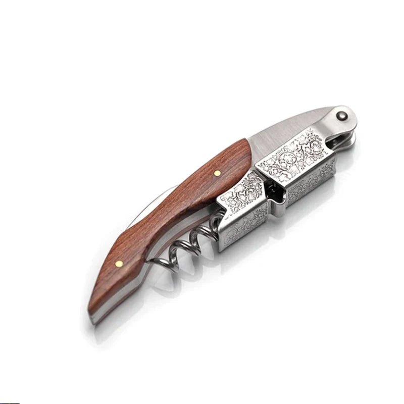 Professional Waiters Corkscrew,Wine Key with Ergonomic Wood Grip, Beer Bottle Opener, and Foil Cutter - Cozy & Co. Market