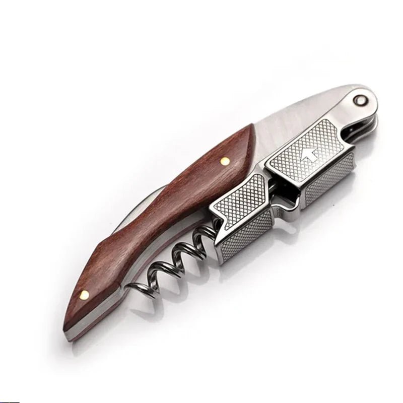 Professional Waiters Corkscrew,Wine Key with Ergonomic Wood Grip, Beer Bottle Opener, and Foil Cutter - Cozy & Co. Market