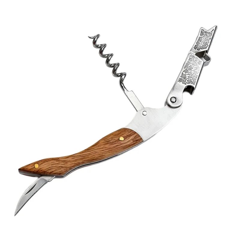 Professional Waiters Corkscrew,Wine Key with Ergonomic Wood Grip, Beer Bottle Opener, and Foil Cutter - Cozy & Co. Market