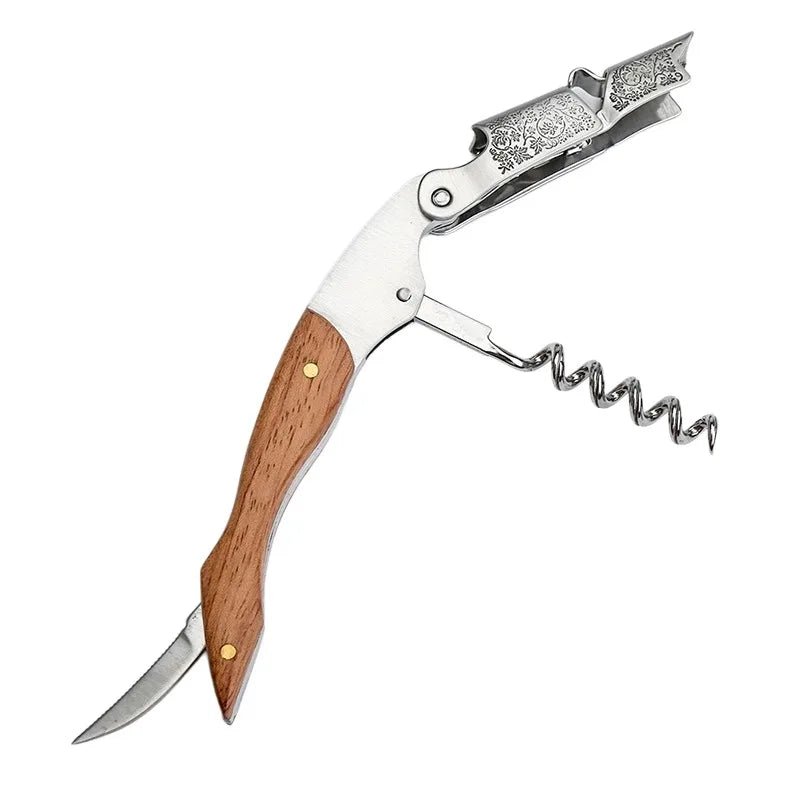 Professional Waiters Corkscrew,Wine Key with Ergonomic Wood Grip, Beer Bottle Opener, and Foil Cutter - Cozy & Co. Market
