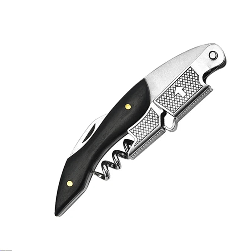 Professional Waiters Corkscrew,Wine Key with Ergonomic Wood Grip, Beer Bottle Opener, and Foil Cutter - Cozy & Co. Market