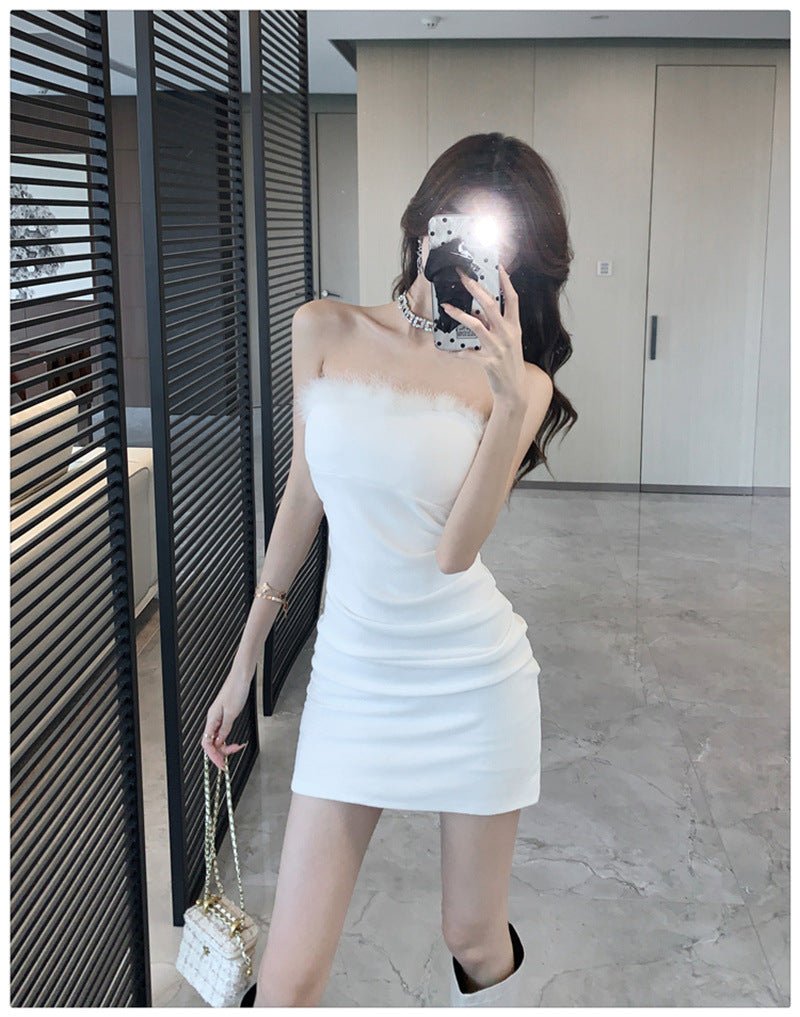 Pure Desire Sexy Spice Girl Strapless dress Slim-fit Waist Base Skirt Stitching Mao Mao Wrap Hip Skirt Autumn and Winter - Cozy & Co. Market