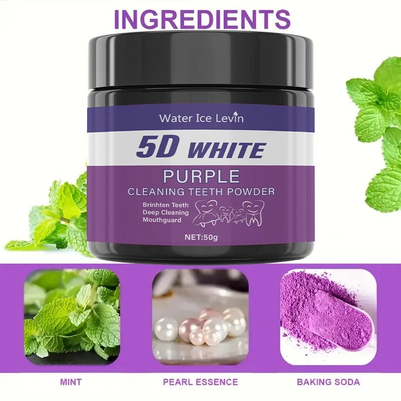 Purple Tooth Cleaning Powder - Sulfate-Free, Deep Cleaning and Polishing, Whitens Teeth in 5 Days, Portable for Daily Use and Travel - Cozy & Co. Market