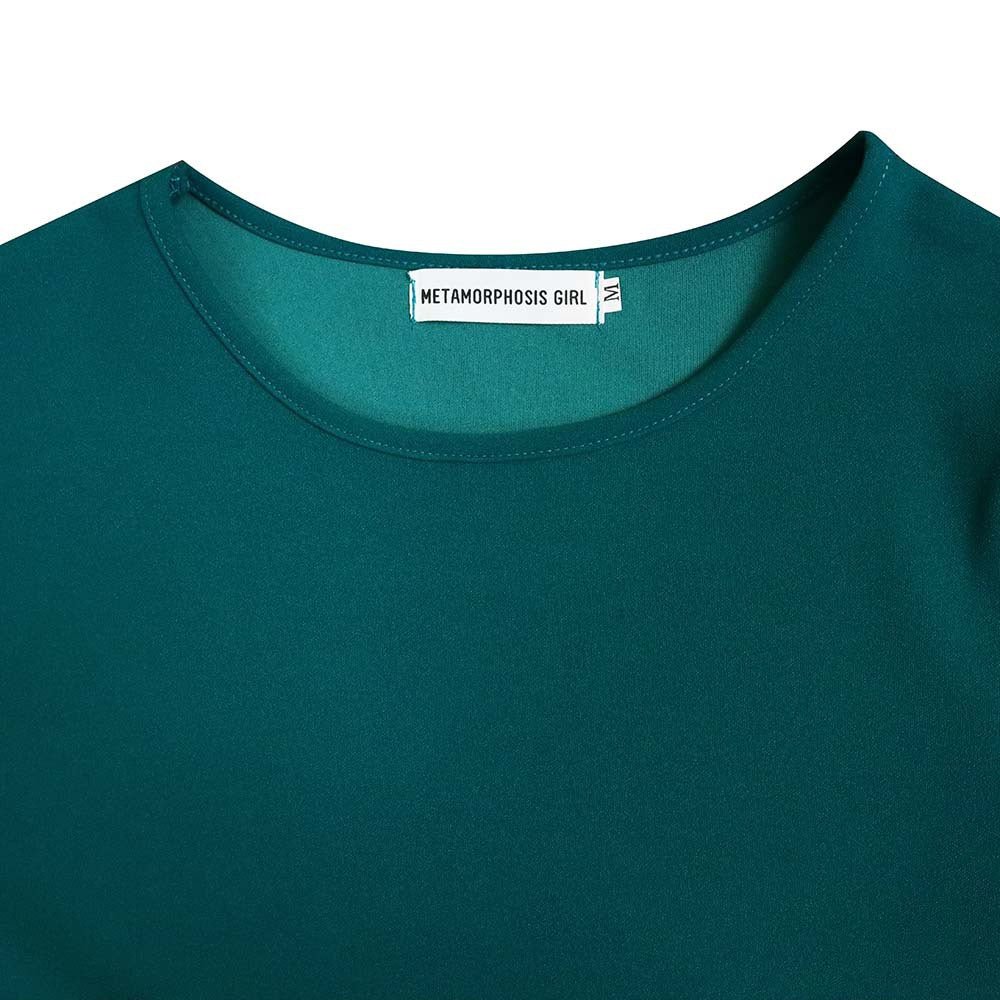 Q114 European and American women's 2025 summer new fashion round neck short sleeve solid color pleated elegant plus size African dress - Cozy & Co. Market