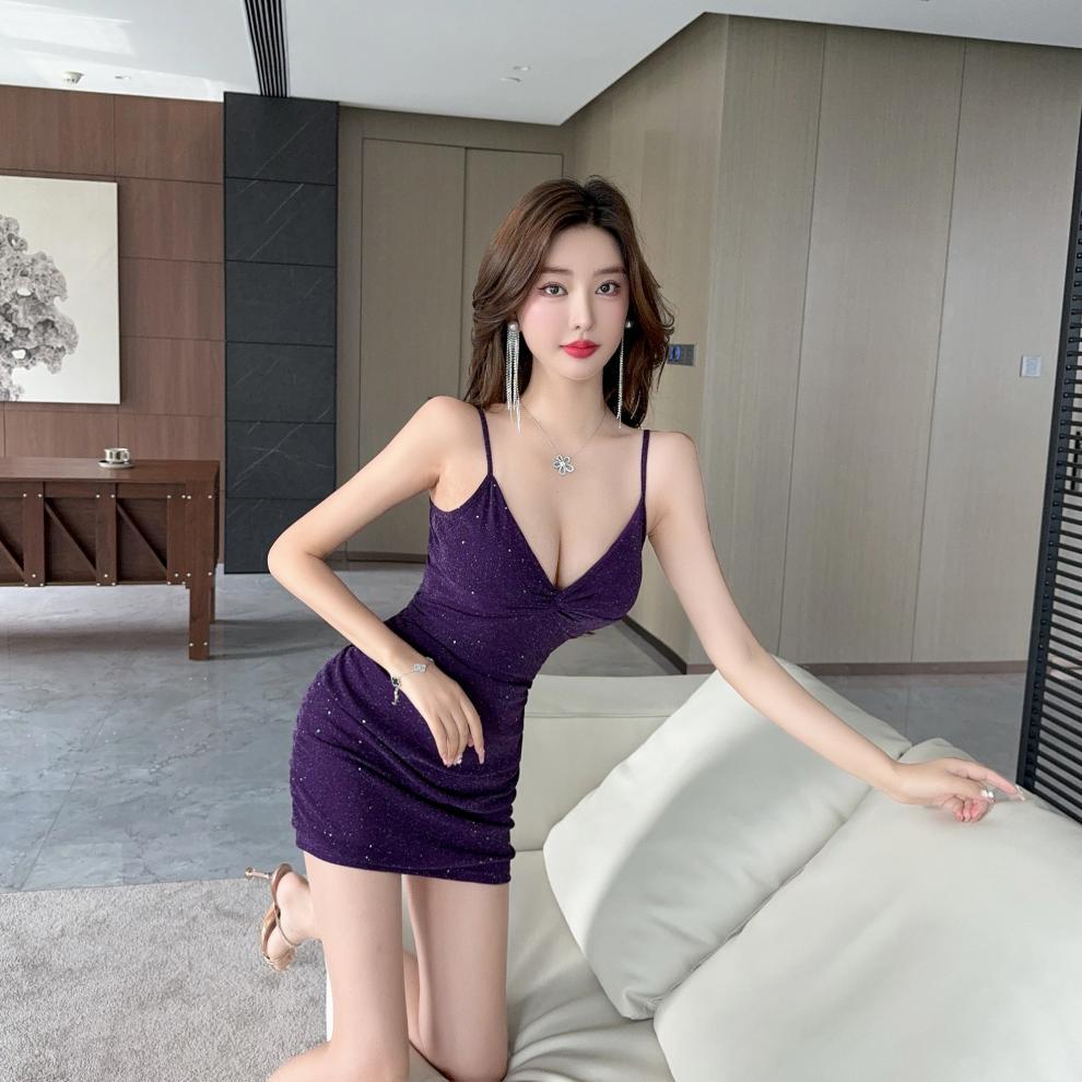 Real shot 8733 in stock socialite pure sexy mesh hip strap dress low-cut nightclub overalls women - Cozy & Co. Market
