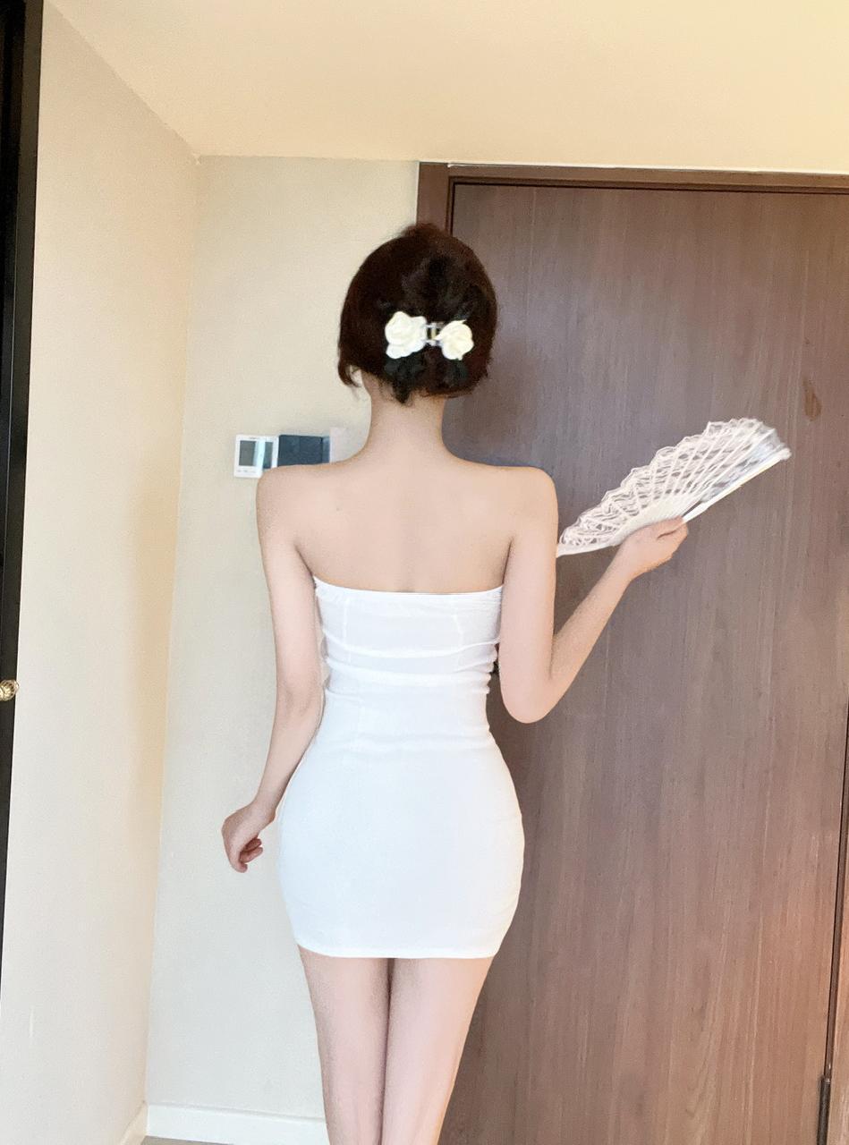 Real shot 8772 in stock new Chinese sexy cheongsam tube top dress women's hot girls sleeveless waist hip skirt - Cozy & Co. Market