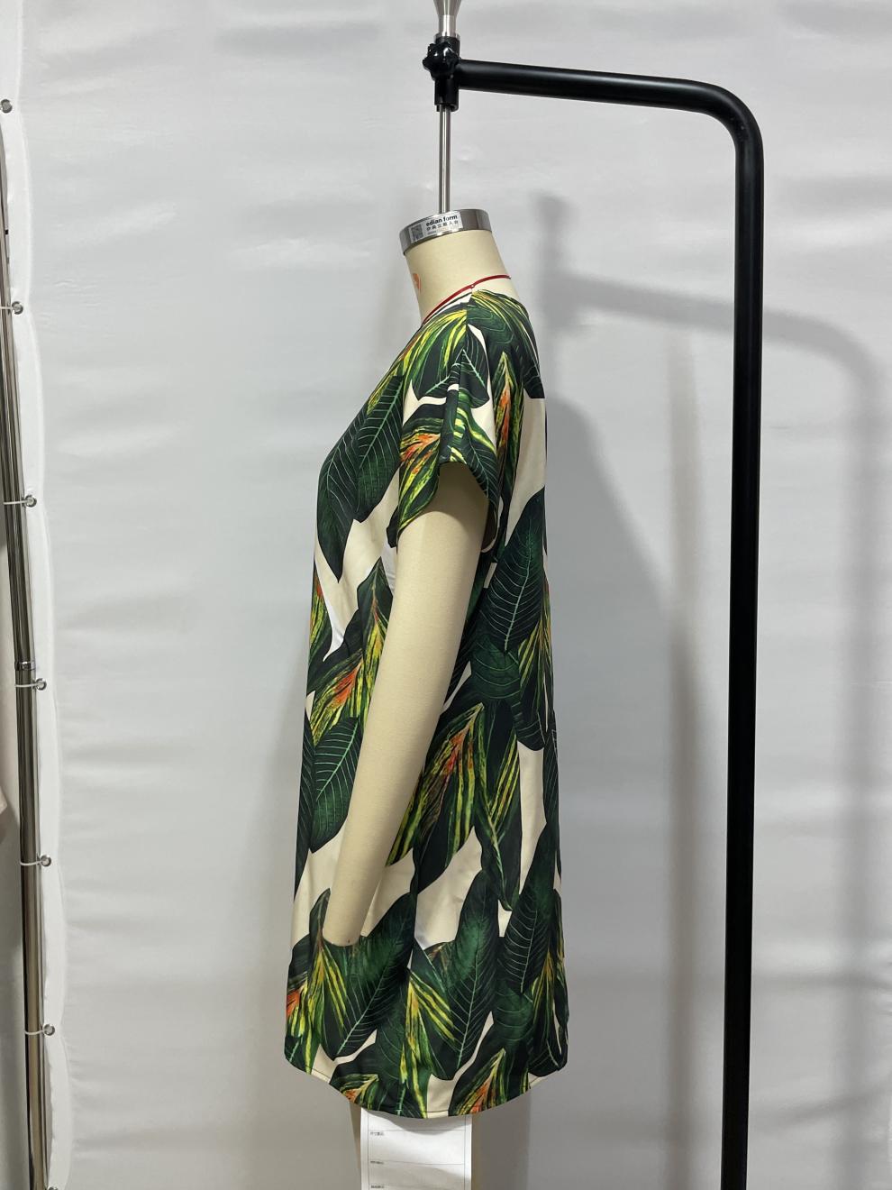 Real shot in stock foreign trade cross-border AliExpress shrimp skin independent station Europe and the United States plant printed T-shirt dress - Cozy & Co. Market