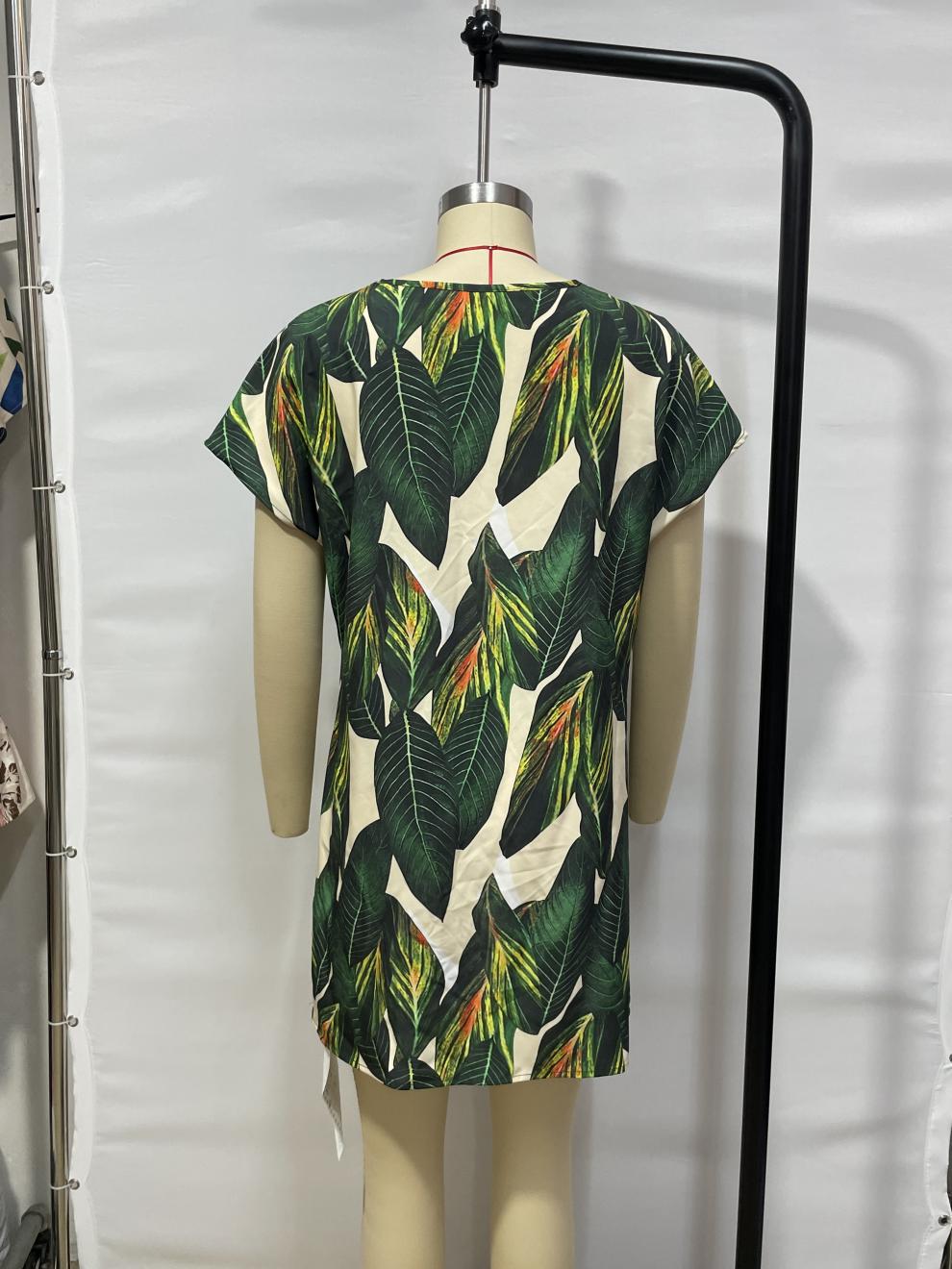 Real shot in stock foreign trade cross-border AliExpress shrimp skin independent station Europe and the United States plant printed T-shirt dress - Cozy & Co. Market