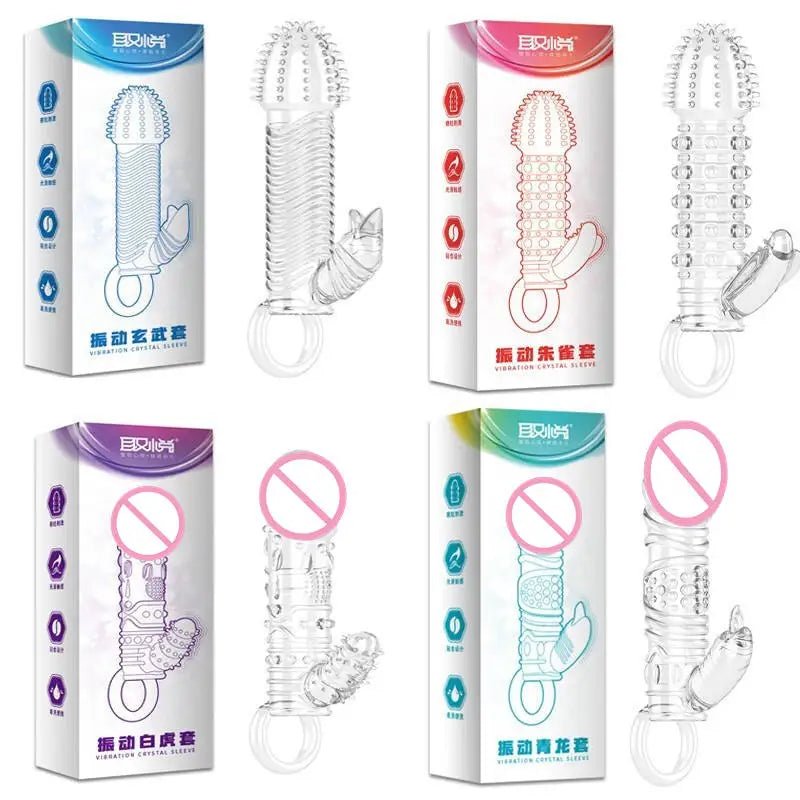 Realistic Soft Sleeve Enlarge Penis Lengthen Thicken Penis Soft Enlarger Vibration Penis Extand Sleeve - Cozy & Co. Market