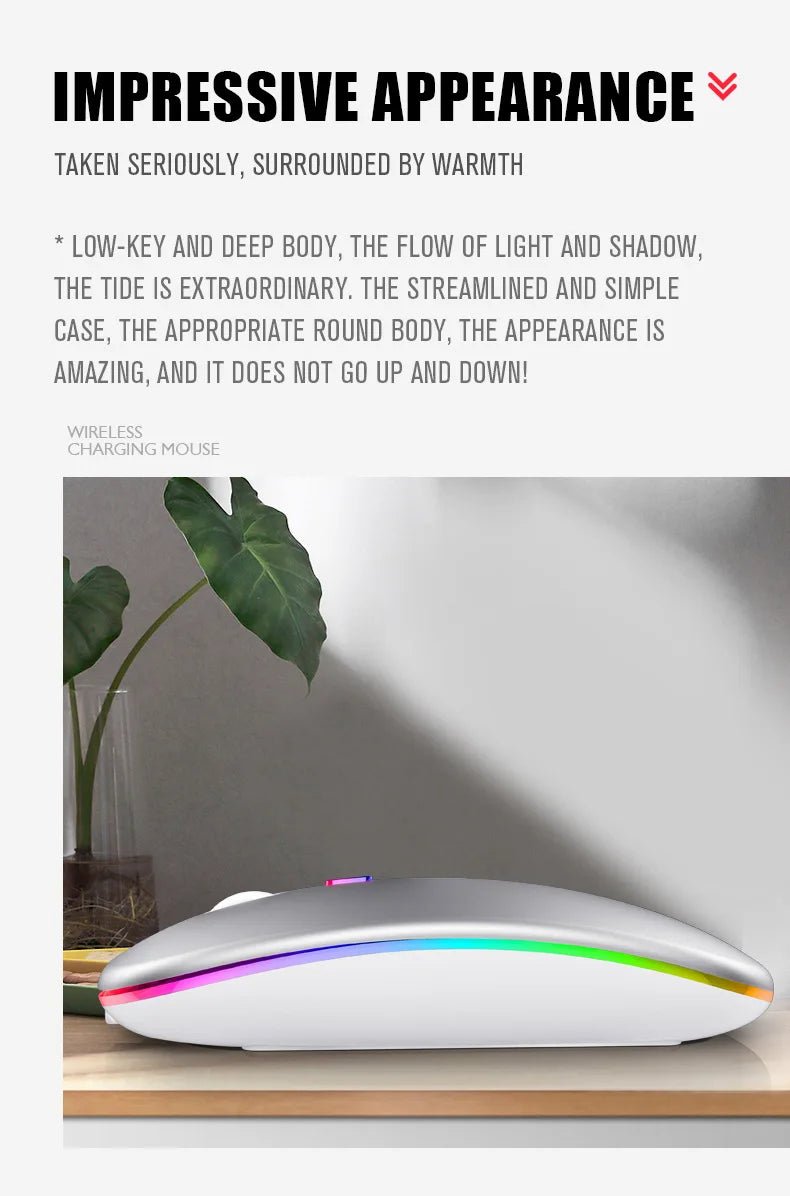 Rechargeable Bluetooth Wireless Mouse with 2.4GHz USB RGB 1600DPI Mouse for Computer Laptop Tablet PC Macbook Gaming Mouse Gamer - Cozy & Co. Market