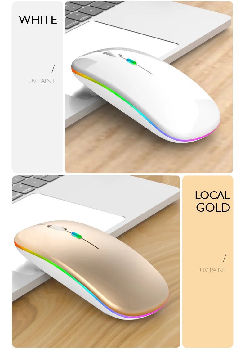 Rechargeable Bluetooth Wireless Mouse with 2.4GHz USB RGB 1600DPI Mouse for Computer Laptop Tablet PC Macbook Gaming Mouse Gamer - Cozy & Co. Market