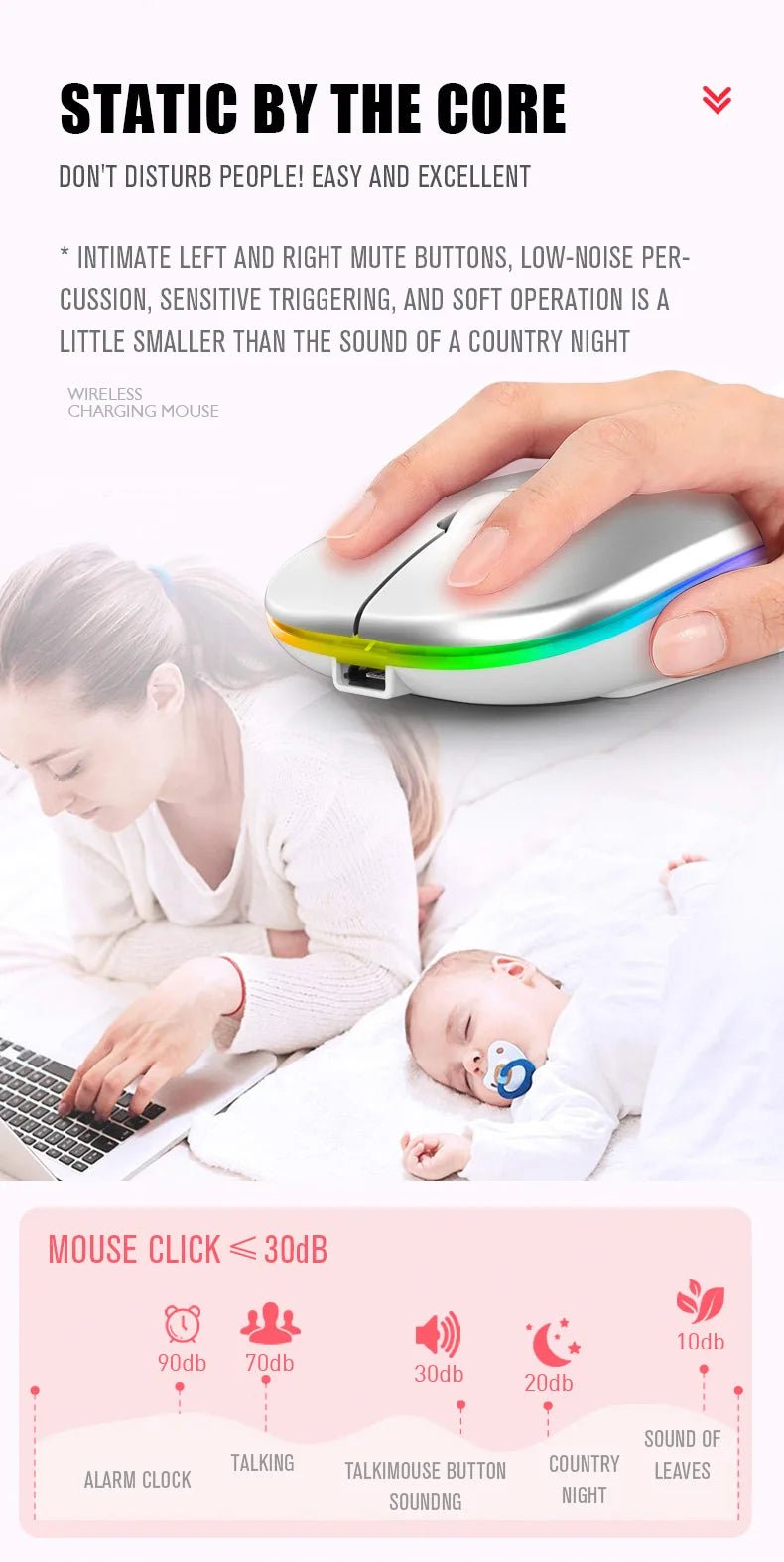 Rechargeable Bluetooth Wireless Mouse with 2.4GHz USB RGB 1600DPI Mouse for Computer Laptop Tablet PC Macbook Gaming Mouse Gamer - Cozy & Co. Market